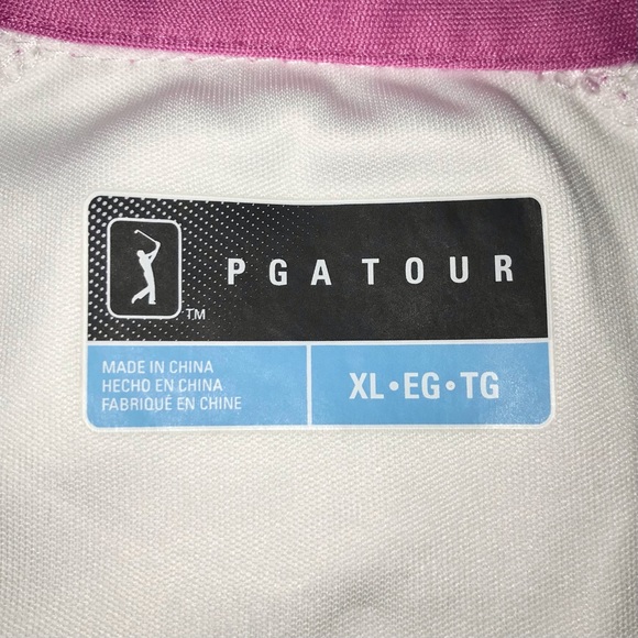 PGA TOUR golf shirt, sleeveless with zip neck, white & hot pink, design on back - Picture 9 of 10